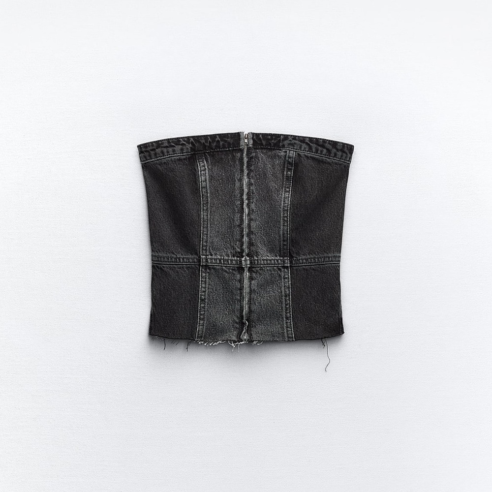 5/25$ Dark gray denim tube top | Zara
